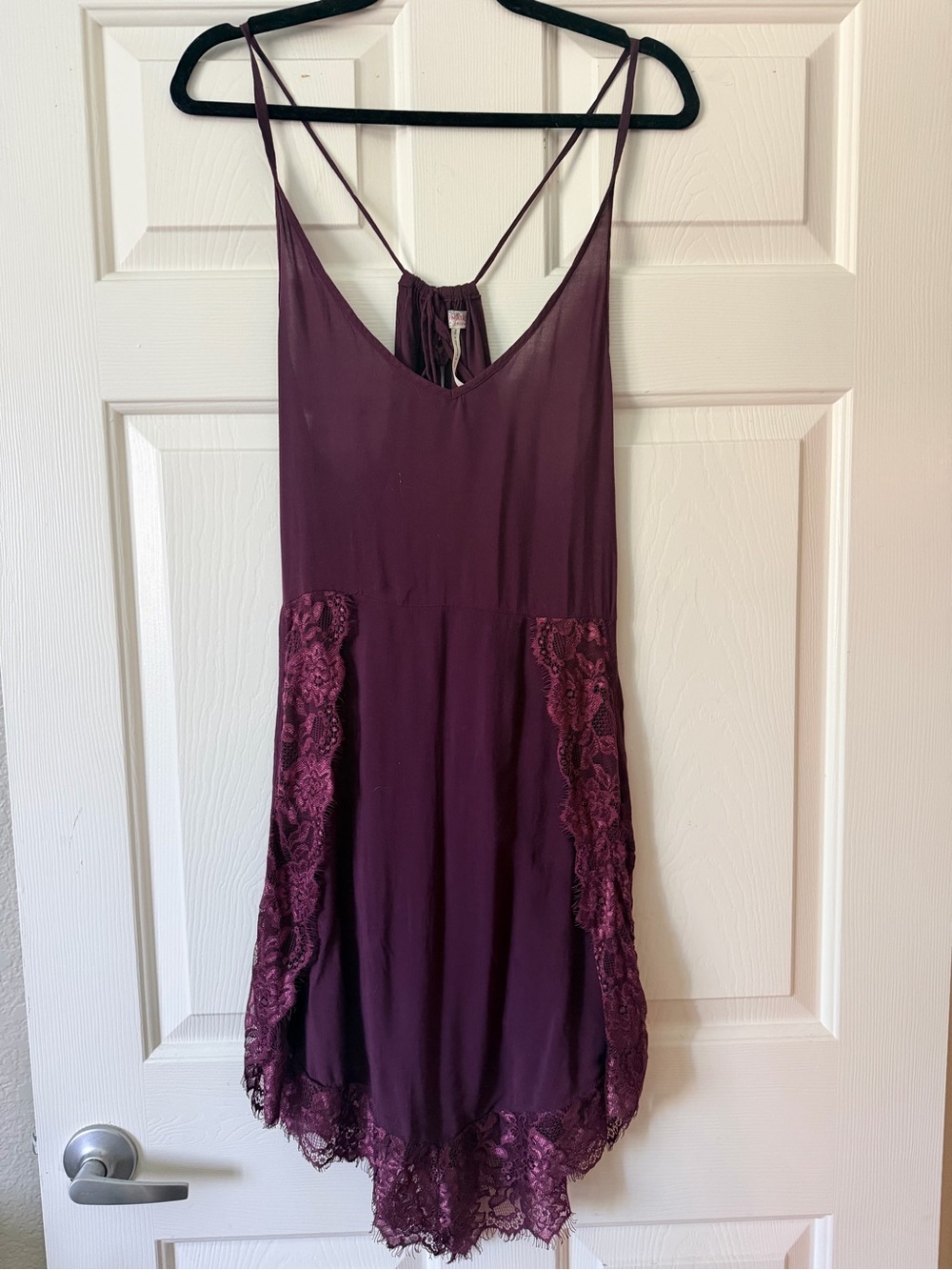 Free People Burgundy Lace-Trim Slip Dress